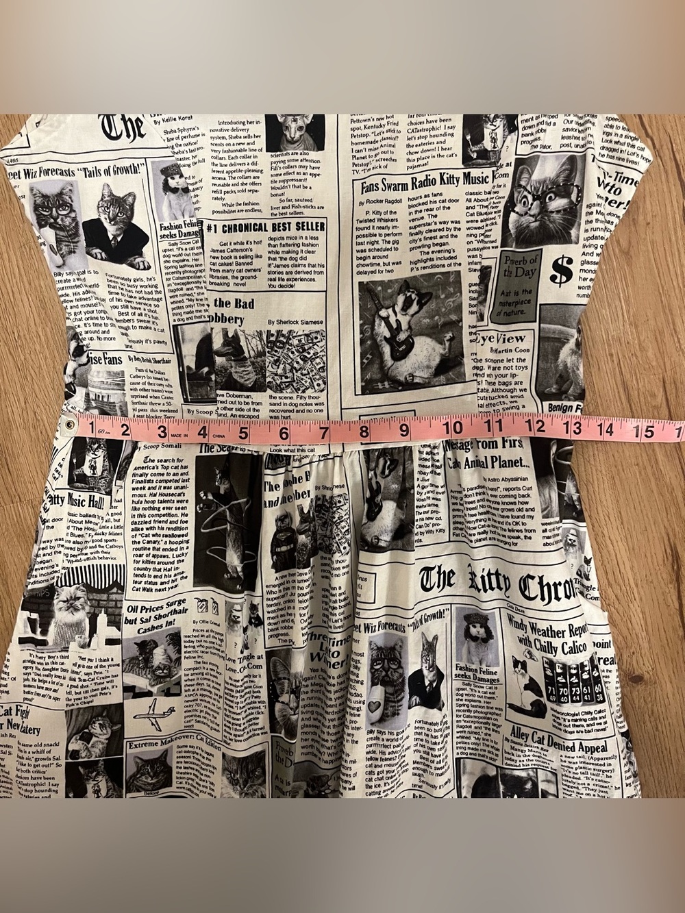 Retrolicious Cat Newspaper Print Sleeveless Dress Black White size M POCKETS - Picture 6 of 7